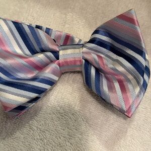 NY Collection Pink and Blue Striped Bow Tie